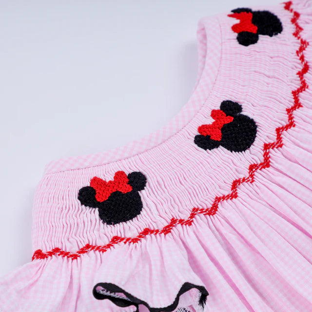 Honey Smocked Red Character Hand Smocked Plaid Ruffle Bubble Romper HS0041 SpadezStore