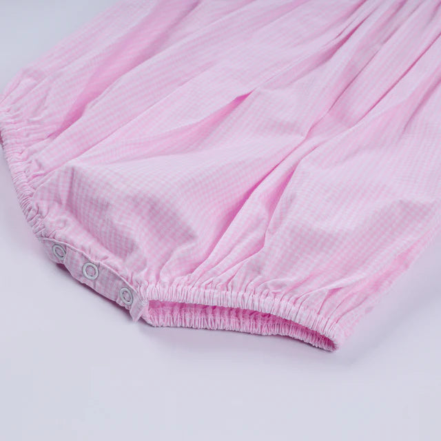 Honey Smocked Red Character Hand Smocked Plaid Ruffle Bubble Romper HS0041 SpadezStore