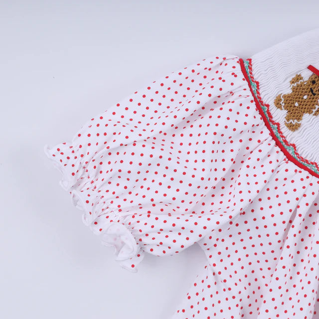 Honey Smocked Red Gingerbread Hand Smocked Ruffle Pants Set HS0049 SpadezStore