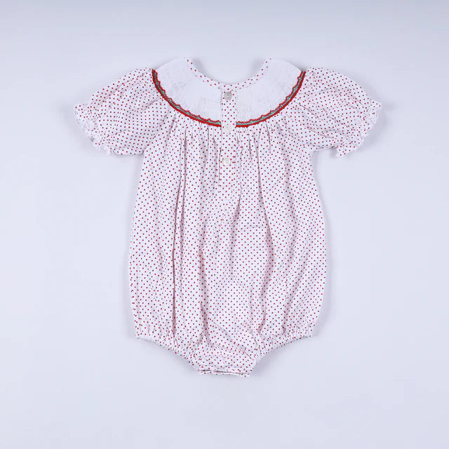 Honey Smocked Red Gingerbread Hand Smocked Bubble HS0050 SpadezStore