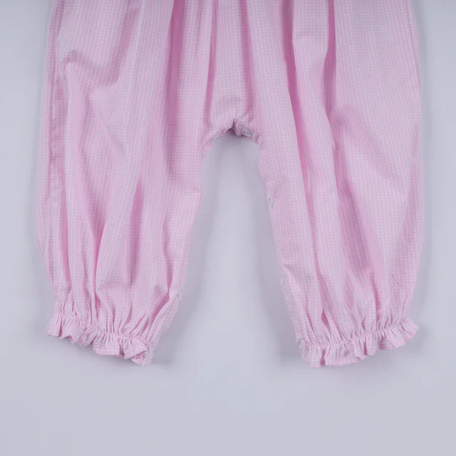 Honey Smocked Pink Christmas Tree Hand Smocked Ruffle Romper HS0051 SpadezStore