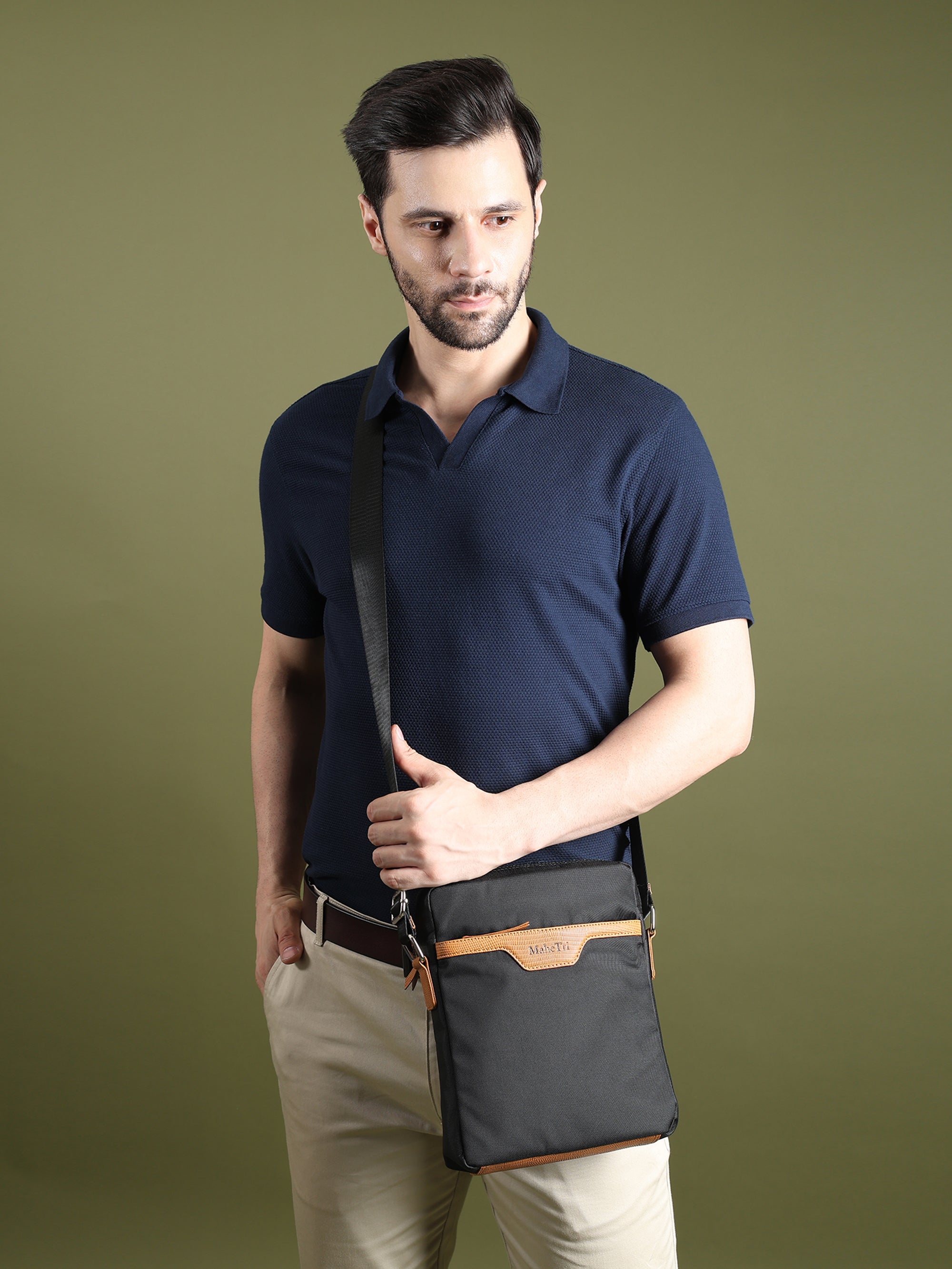 Classy Leather Bags Mark Canvas Side Messenger Bag