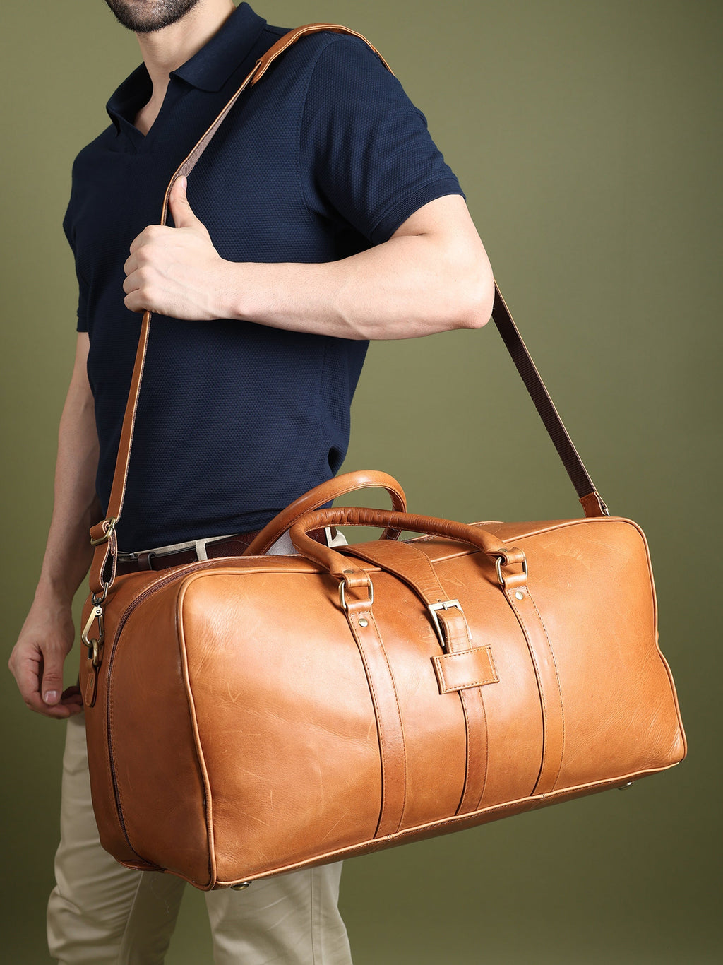 Classy Leather Bags Port Blair Leather Duffle Travel Bag SpadezStore