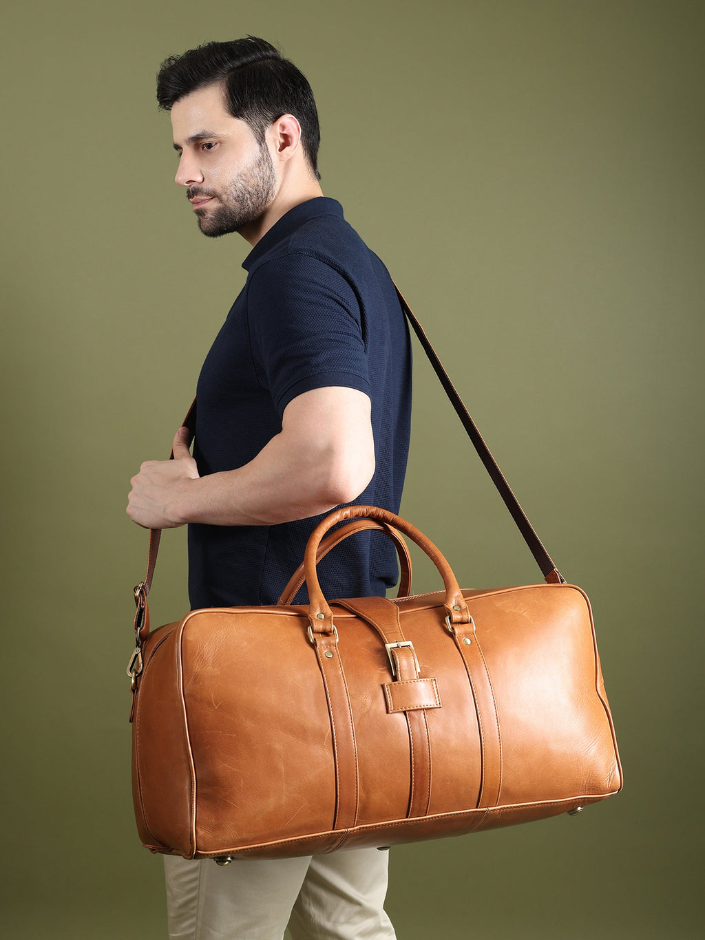 Classy Leather Bags Port Blair Leather Duffle Travel Bag SpadezStore