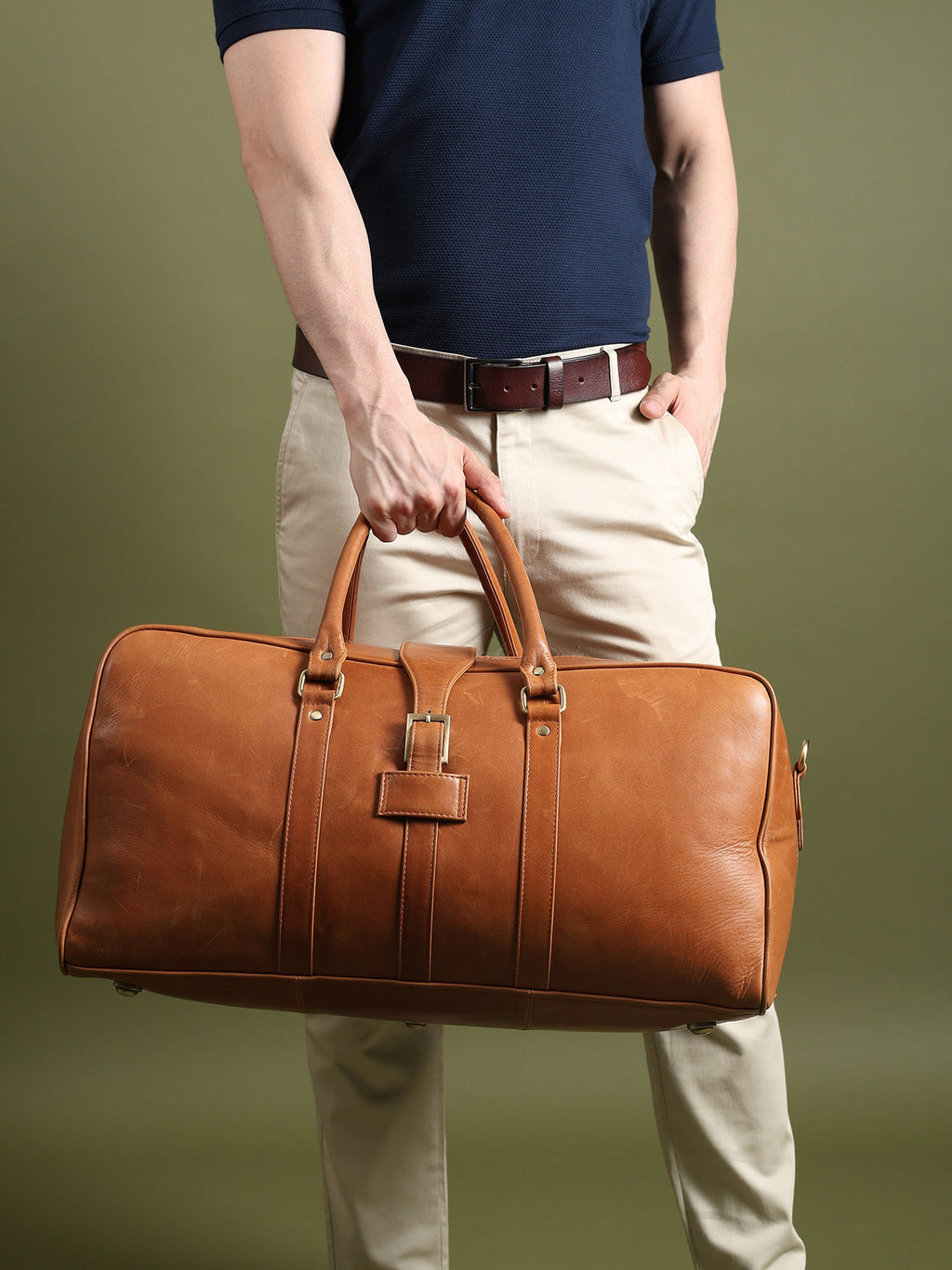 Classy Leather Bags Port Blair Leather Duffle Travel Bag SpadezStore