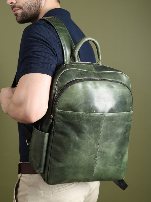 Classy Leather Bags Luxury Italian Leather Backpack, Green SpadezStore