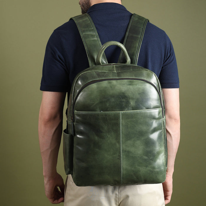 Classy Leather Bags Luxury Italian Leather Backpack, Green SpadezStore