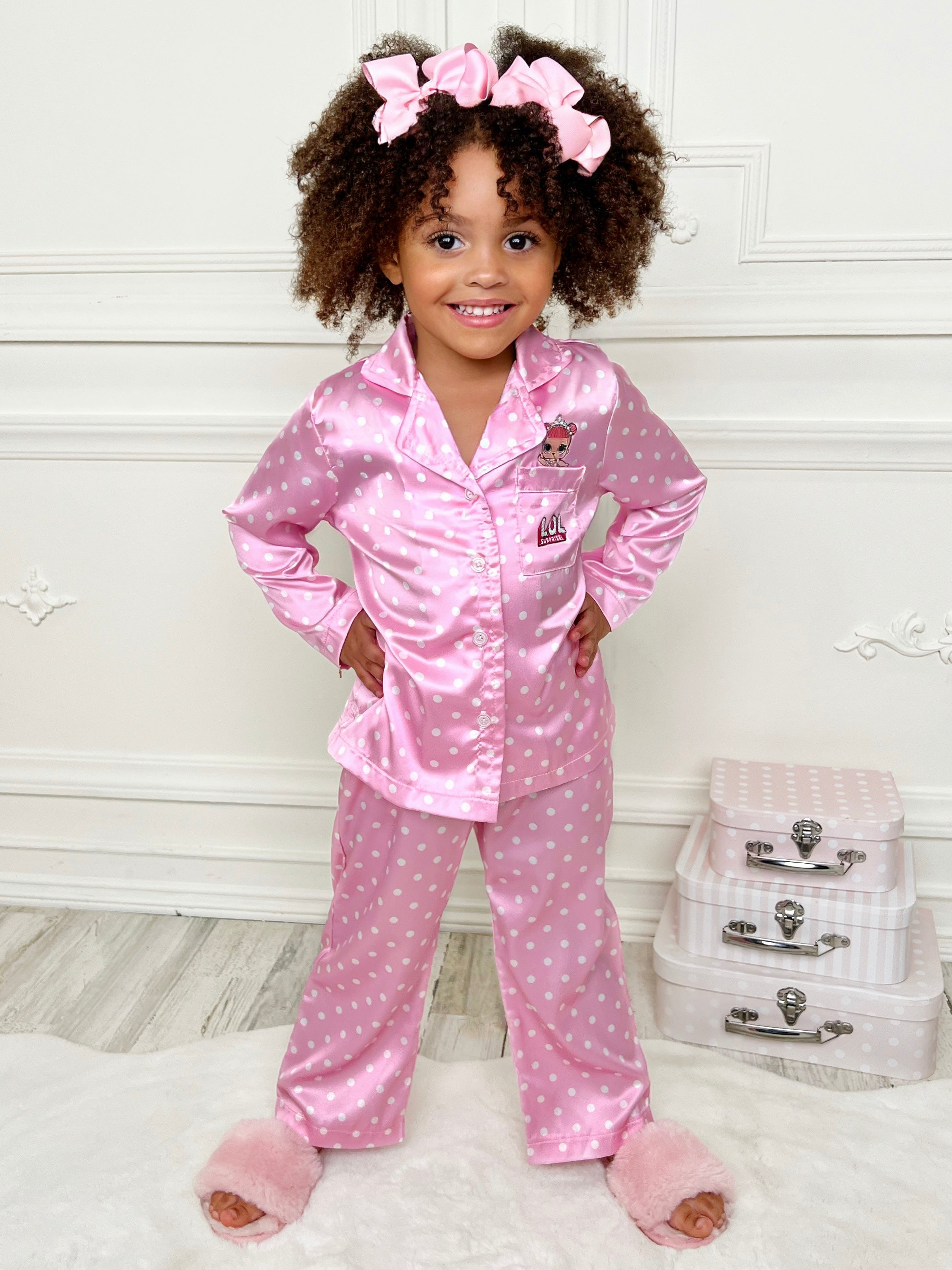 Mia Belle Girls L.O.L. SURPRISE! Center Stage Silky Polka Dot Pajama Set SpadezStore