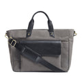Classy Leather Bags Voyager Canvas Leather Briefcase, Gray