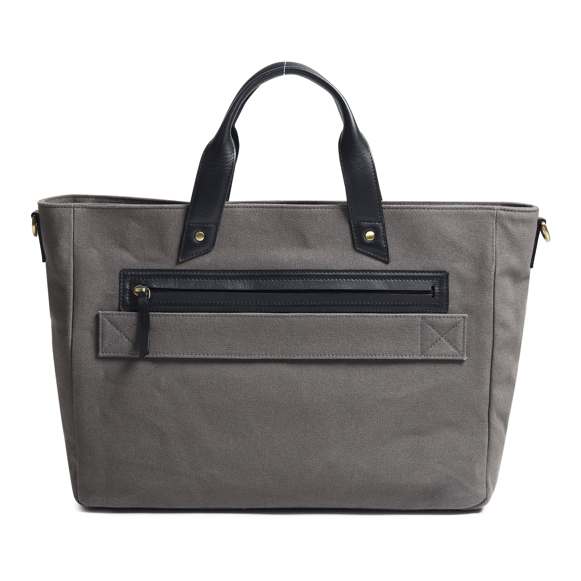 Classy Leather Bags Voyager Canvas Leather Briefcase, Gray