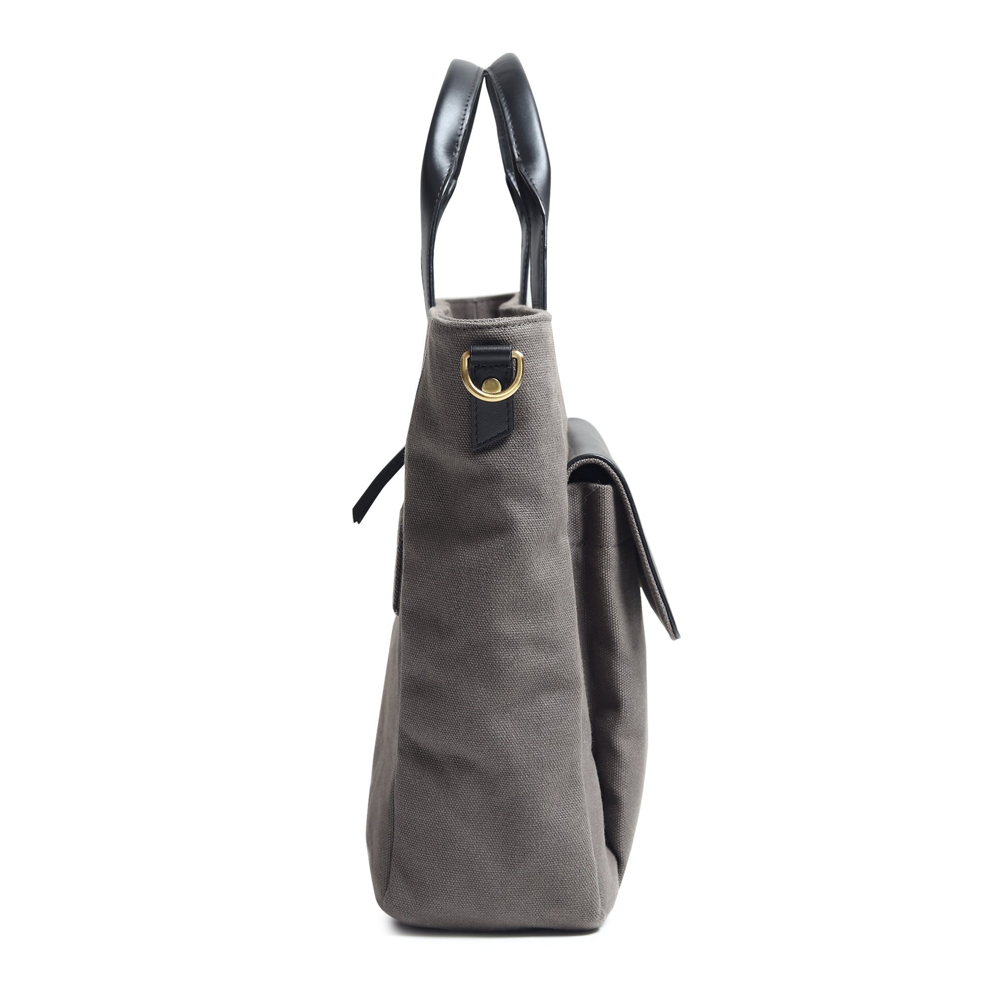 Classy Leather Bags Voyager Canvas Leather Briefcase, Gray