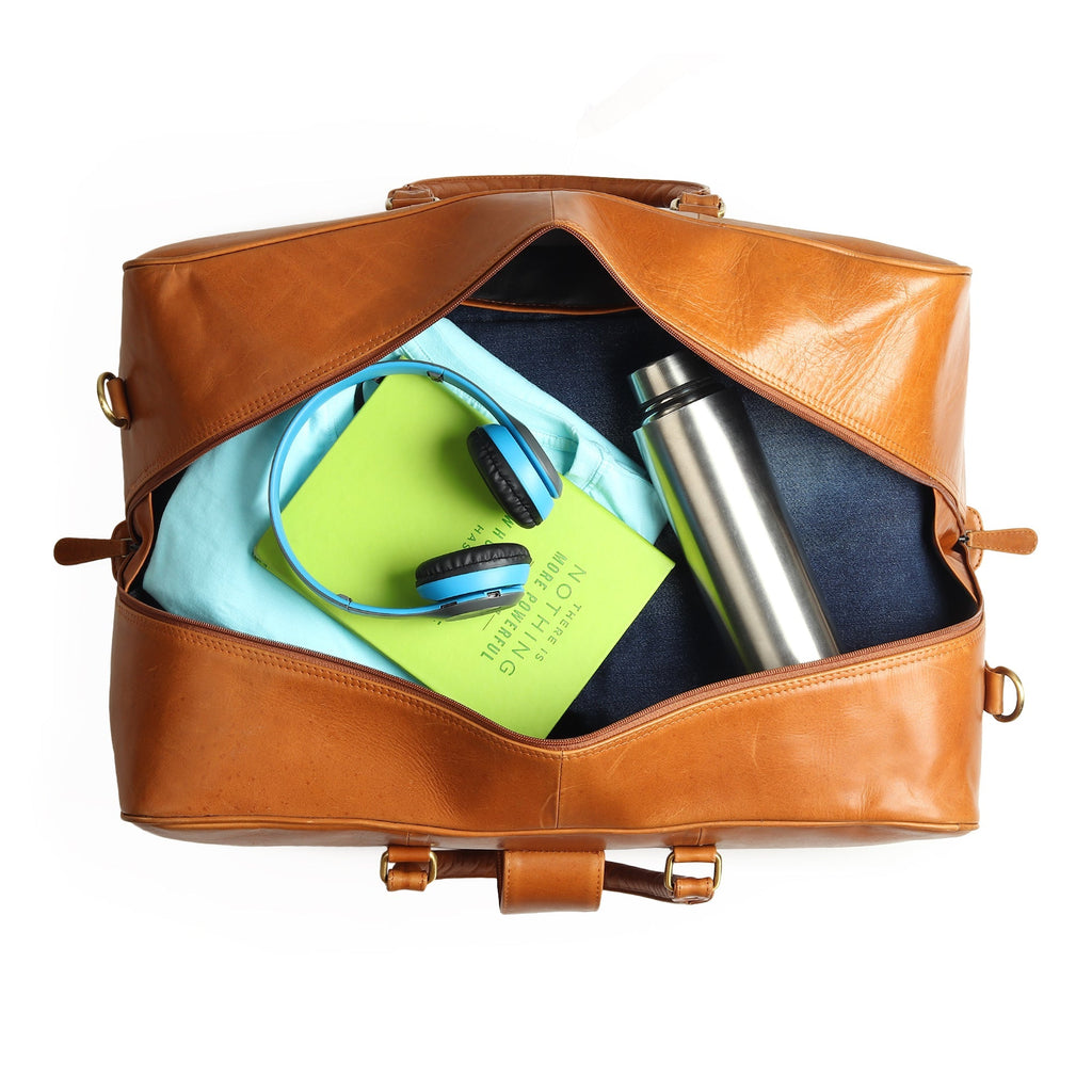 Classy Leather Bags Port Blair Leather Duffle Travel Bag SpadezStore