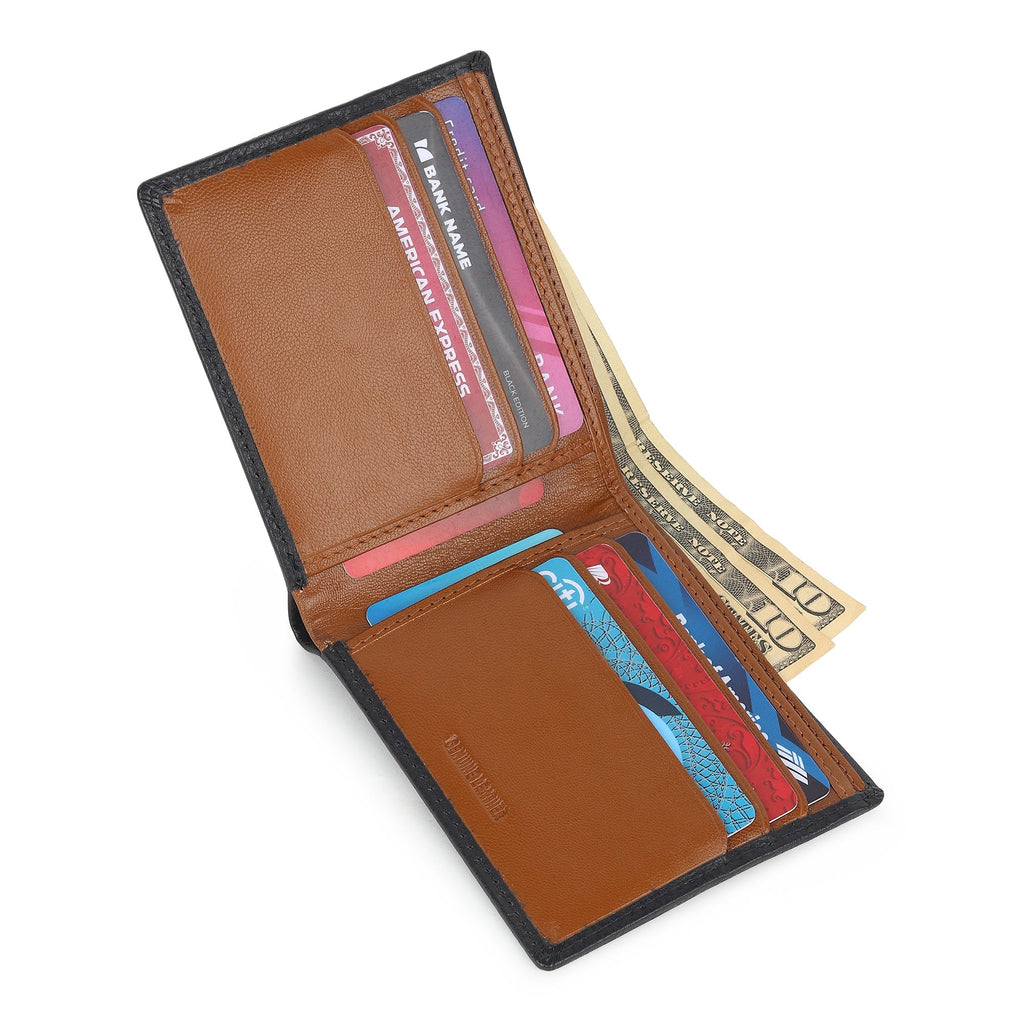 Classy Leather Bags Black Minimal Contrast Wallet SpadezStore