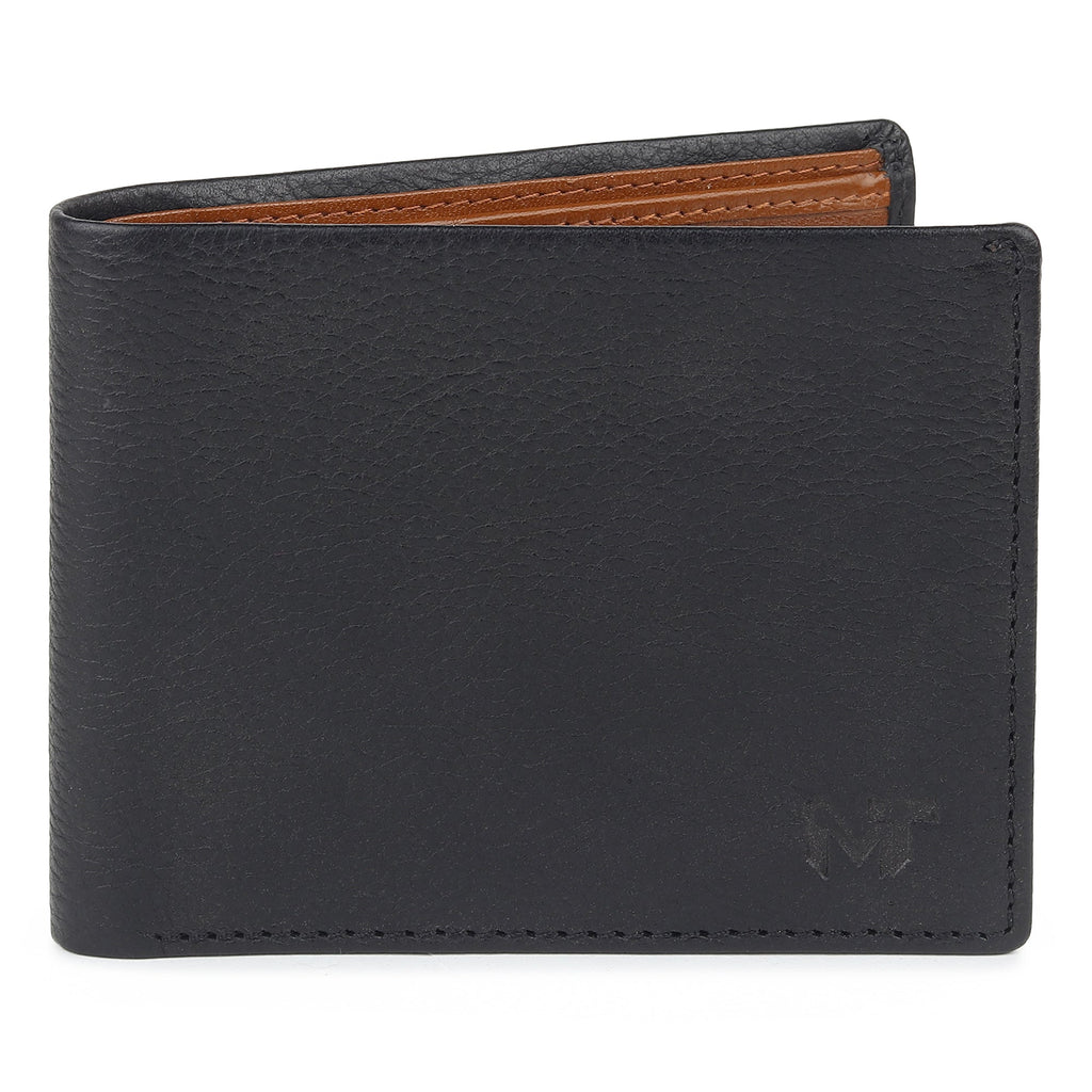Classy Leather Bags Black Minimal Contrast Wallet SpadezStore