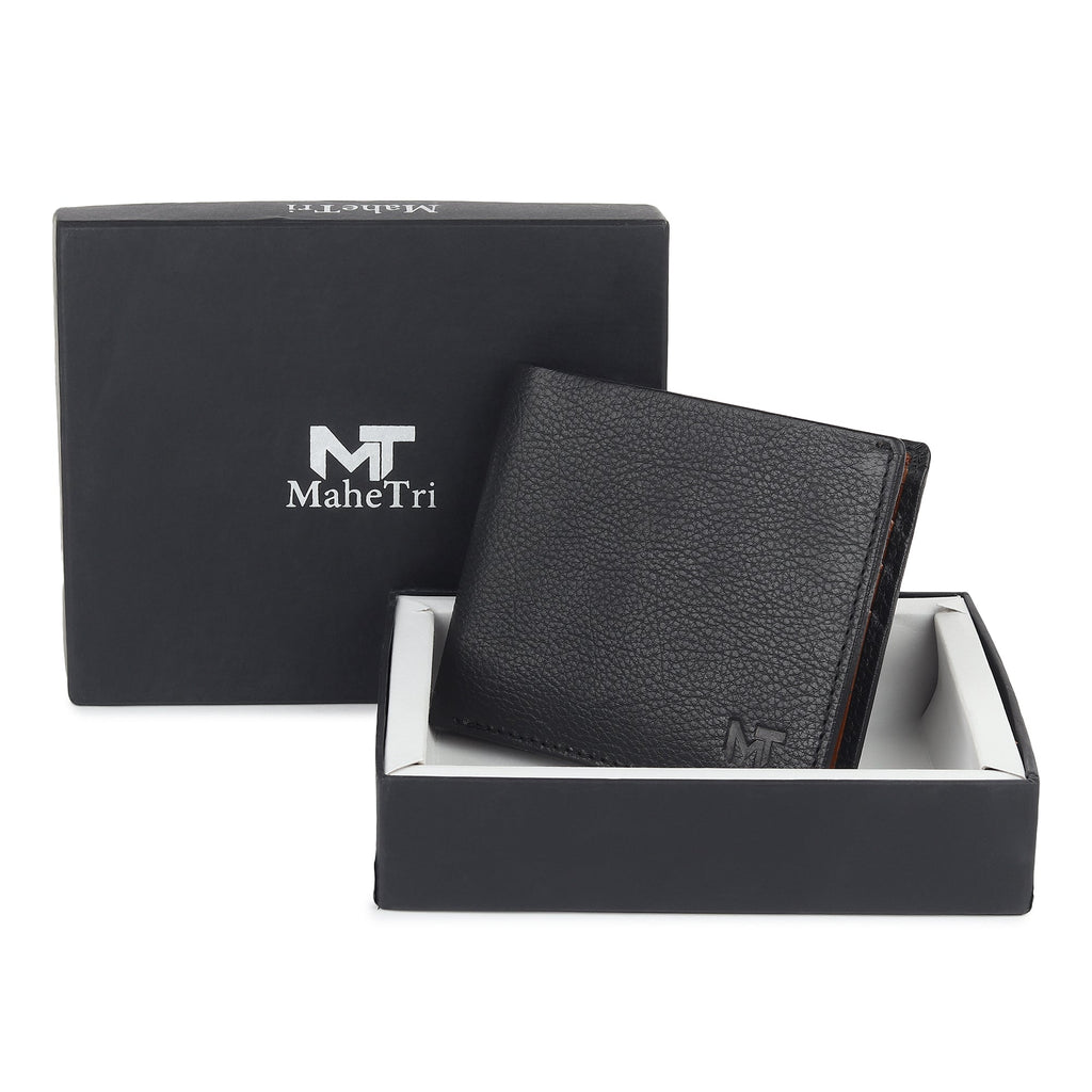Classy Leather Bags Black Minimal Contrast Wallet SpadezStore