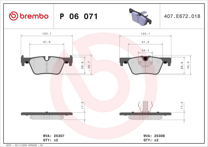 Brembo Low-Metallic Rear Disc Brake Pad Set P06071 SpadezStore