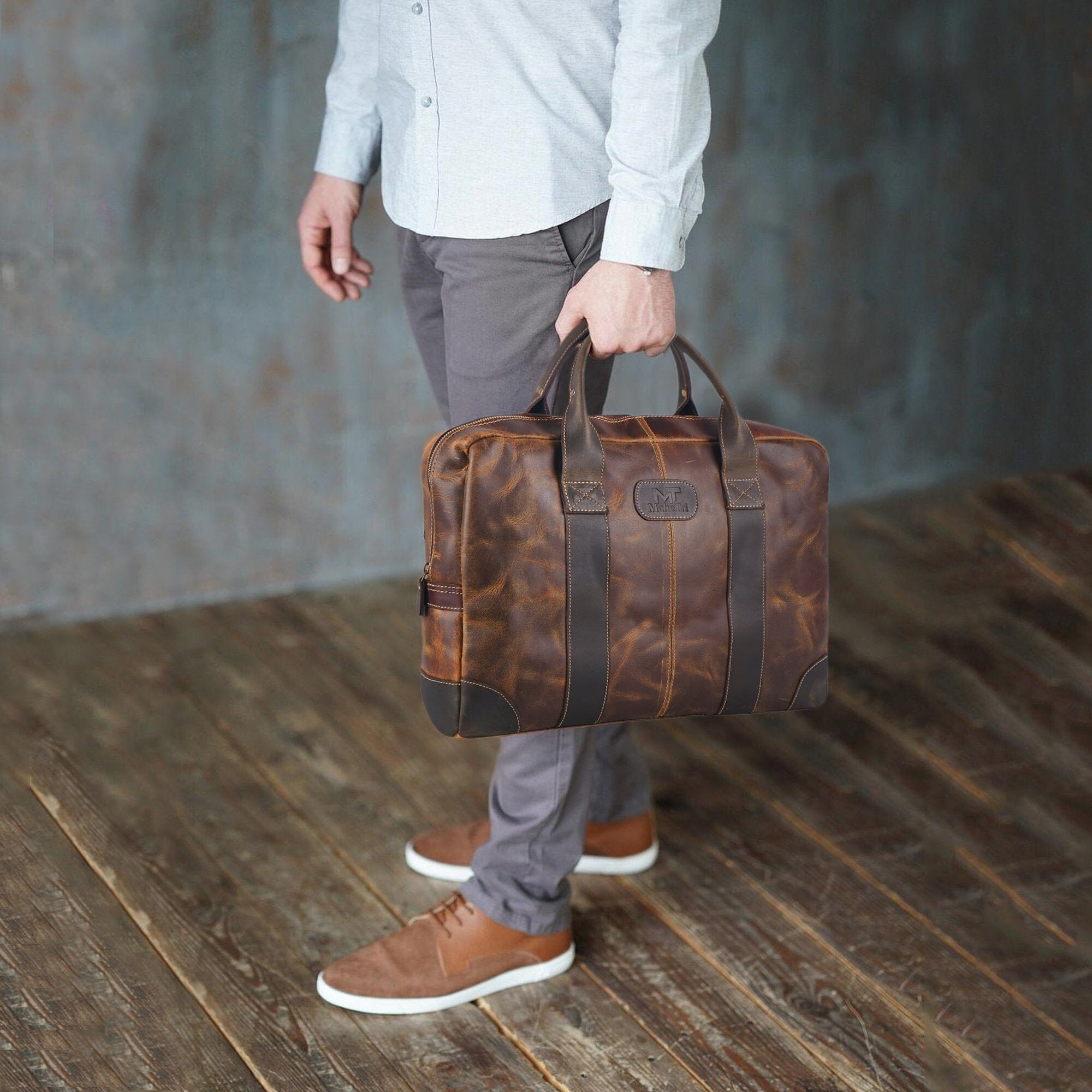 Classy Leather Bags MaheTri Jefferson Briefcase SpadezStore
