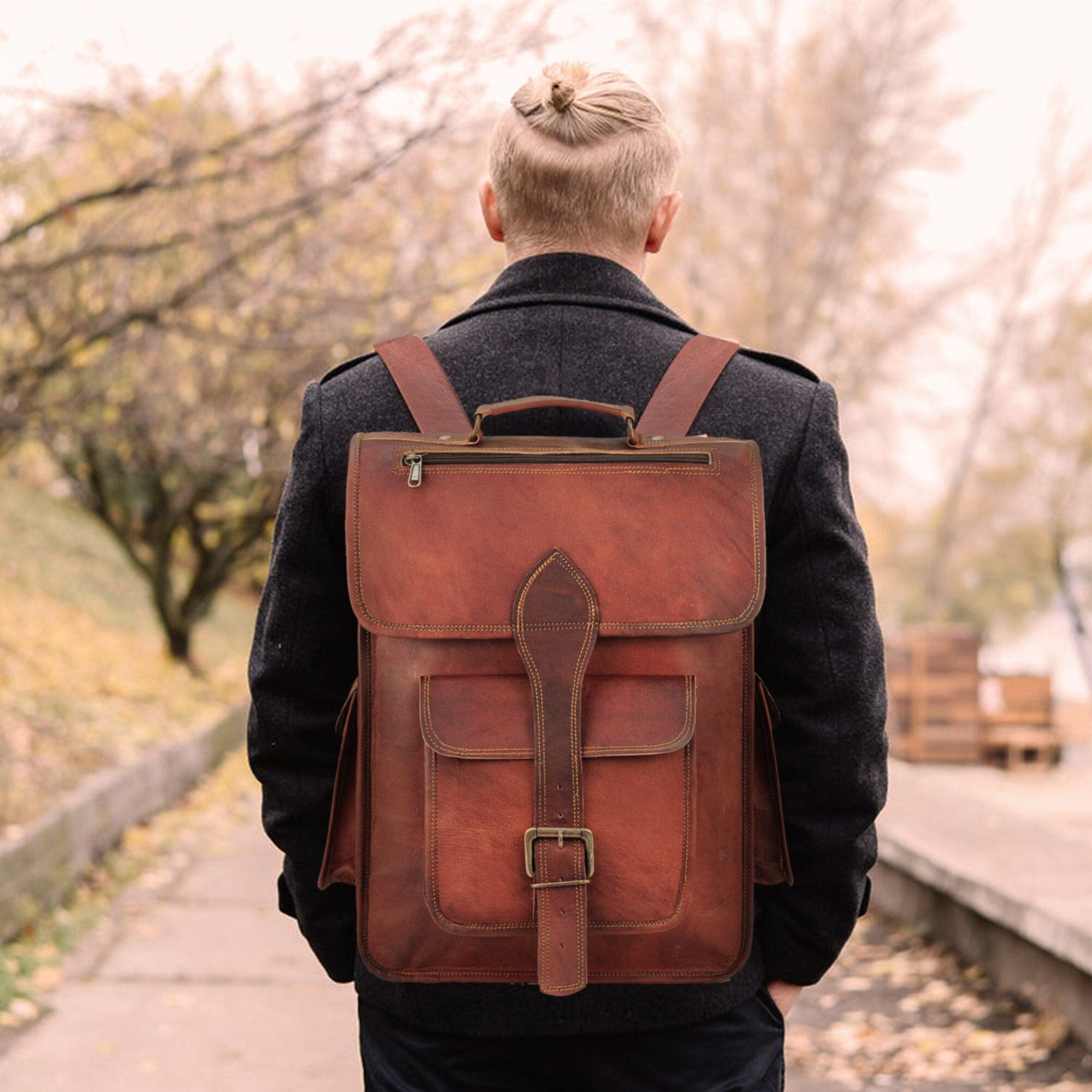 Classy Leather Bags The Hughes Rustic Backpack SpadezStore