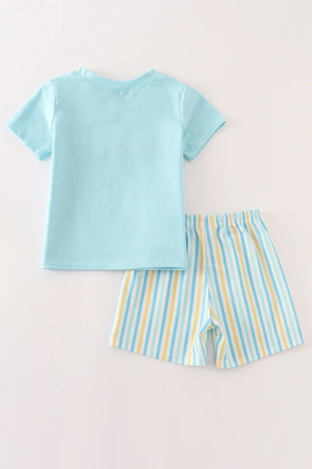 Abby & Evie Blue Animals Birthday Embroidery Boy Set MC402323 SpadezStore