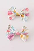 Abby & Evie Floral Print Hair Bow MC403436 SpadezStore
