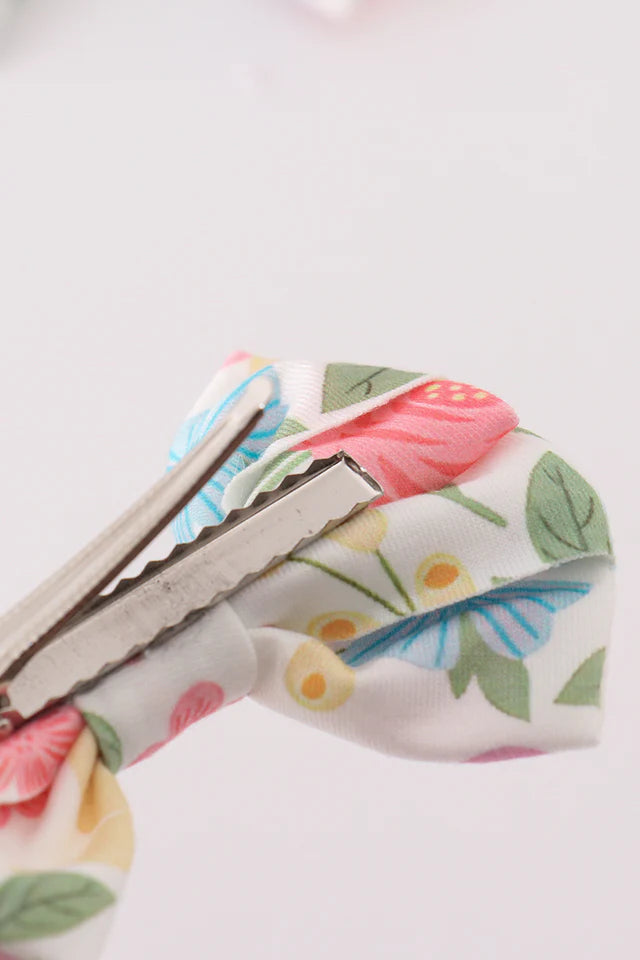 Abby & Evie Floral Print Hair Bow MC403436 SpadezStore