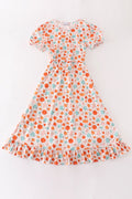 Abby & Evie Orange Pumpkin Print Mom Dress MC404096 SpadezStore