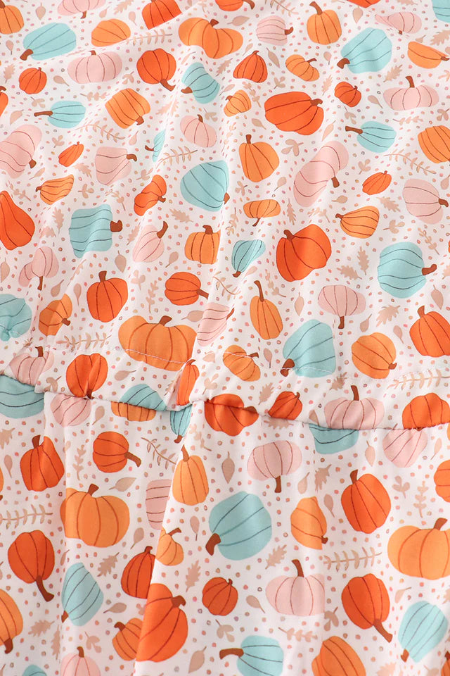 Abby & Evie Orange Pumpkin Print Mom Dress MC404096 SpadezStore