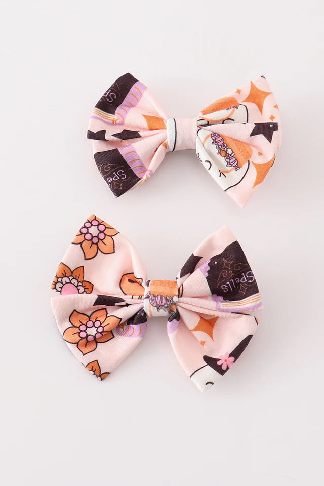 Abby & Evie Happy Halloween Piggie Hair Bow MC404619 SpadezStore