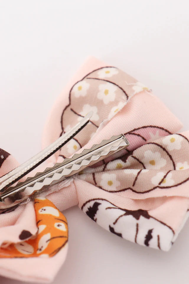 Abby & Evie Pink Pumpkin Piggie Hair Bow MC404642 SpadezStore