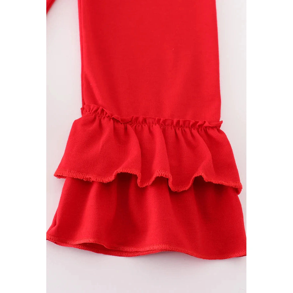 Abby & Evie Blue Stripe Christmas Santa Embroidery Girl Set MC405317 SpadezStore