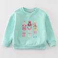 Abby & Evie Mint Nutcracker Embroidery Mom & Me Fleece Sweatshirt SpadezStore