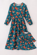 Abby & Evie Green Floral Print Mom & Me Dress SpadezStore