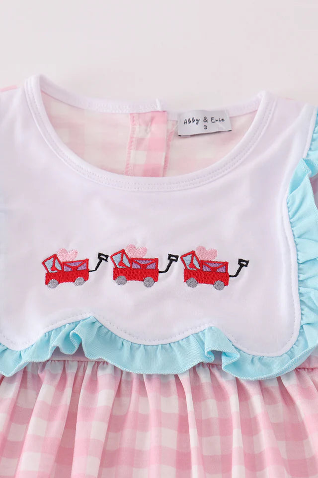 Abby & Evie Valentine's Day Heart Envelope Embroidery Plaid Girl Set MC406542 SpadezStore