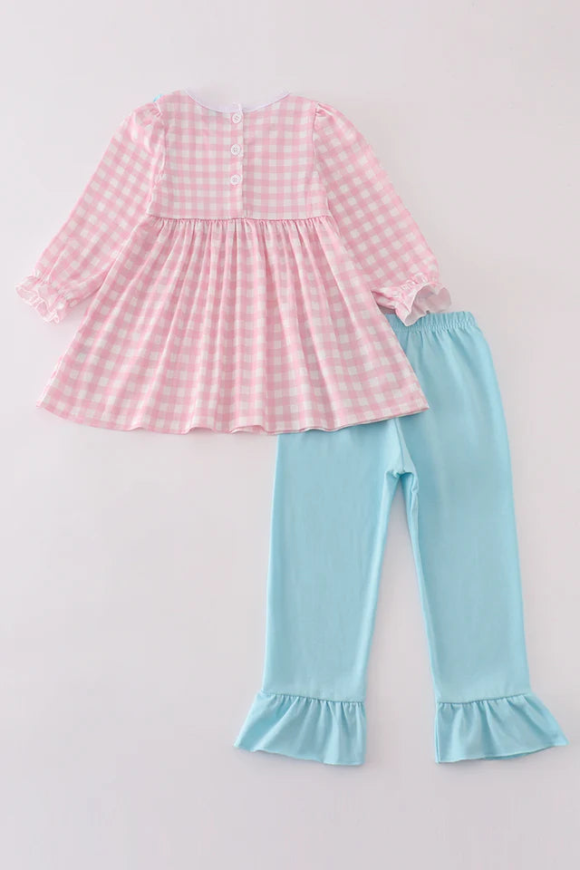 Abby & Evie Valentine's Day Heart Envelope Embroidery Plaid Girl Set MC406542 SpadezStore