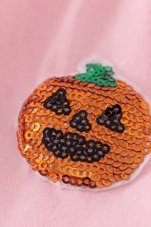 Abby & Evie Pink Ghost Pumpkin Sequin Ruffle Dress MC503201