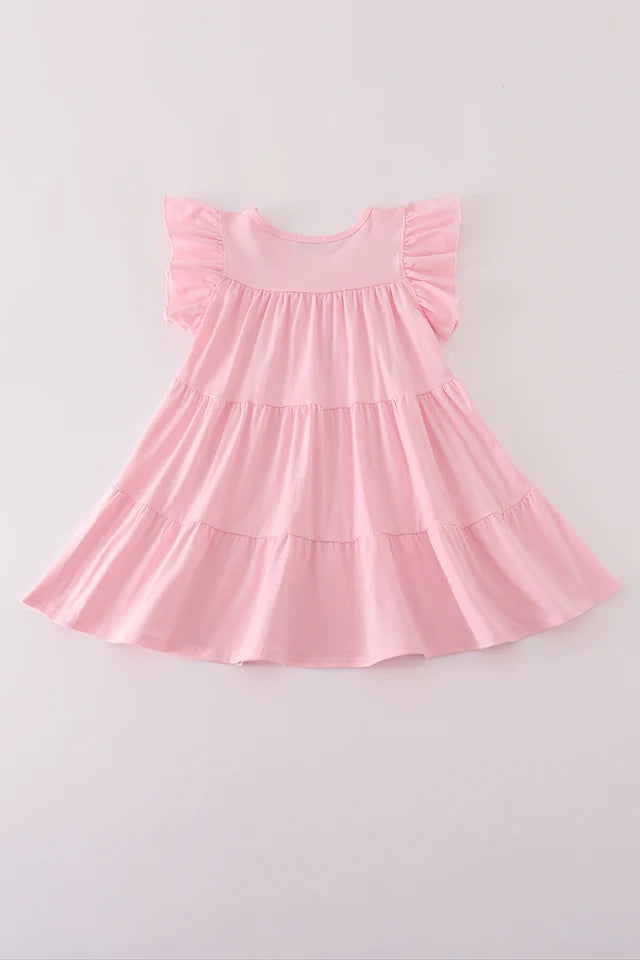 Abby & Evie Pink Ghost Pumpkin Sequin Ruffle Dress MC503201
