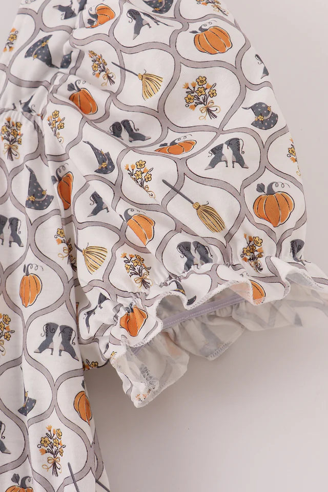 Abby & Evie Witch Pumpkin Print Mom Dress MC503229 SpadezStore