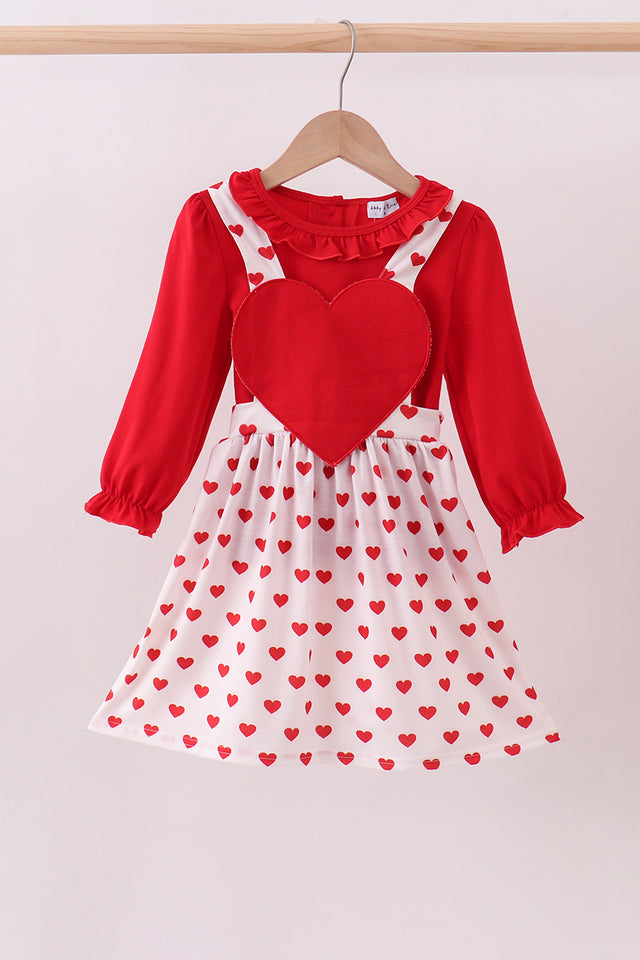 Abby & Evie Red Heart Applique Ruffle 2pc Outfit Set MC507079 SpadezStore