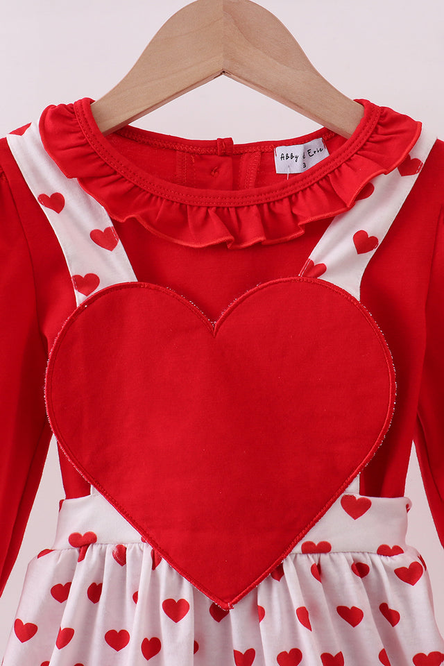 Abby & Evie Red Heart Applique Ruffle 2pc Outfit Set MC507079 SpadezStore