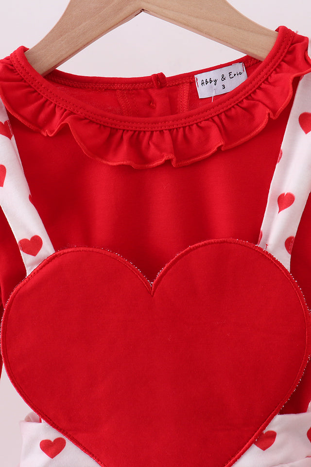 Abby & Evie Red Heart Applique Ruffle Jumpsuit Set MC507082 SpadezStore