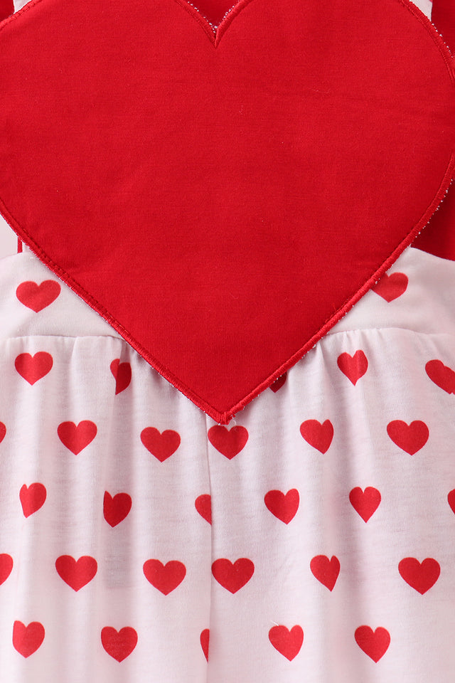 Abby & Evie Red Heart Applique Ruffle Jumpsuit Set MC507082 SpadezStore