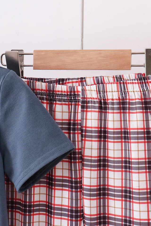 Abby & Evie Navy Puppy Football Applique Pants Set MC509122 SpadezStore