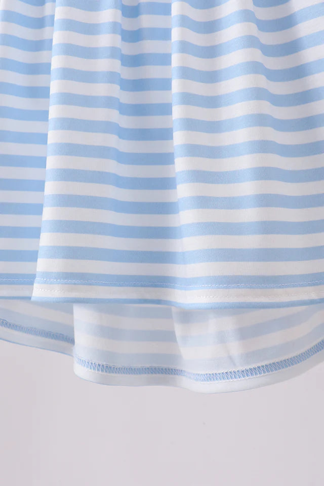 Abby & Evie Red Flag Smocked Stripe Ruffle Shorts Set MC511575