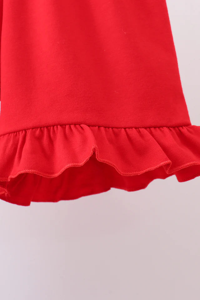 Abby & Evie Red Flag Smocked Stripe Ruffle Shorts Set MC511575