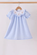 Abby & Evie Premium Blue Turkey Embroidery Checkered Dress MQ604041