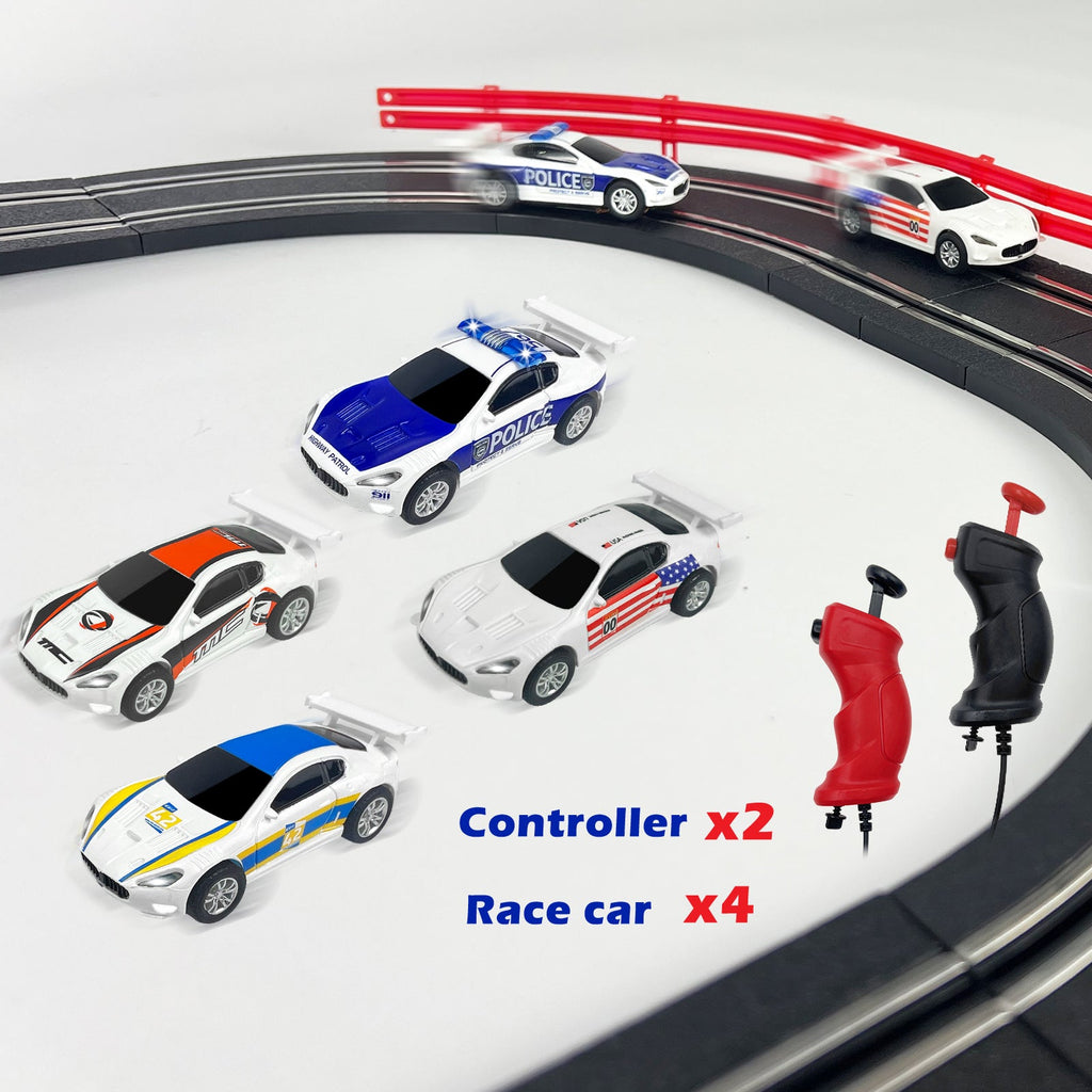 AGM MASTECH MR-02 Slot Car Racing Set – Deluxe Electric Race Track with 4 Cars & Dual Controllers