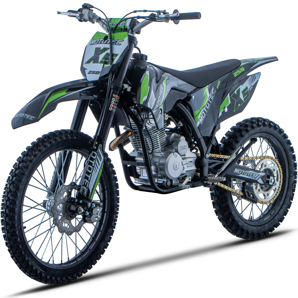 MotoTec X5 250cc 4-Stroke Gas Dirt Bike Black SpadezStore