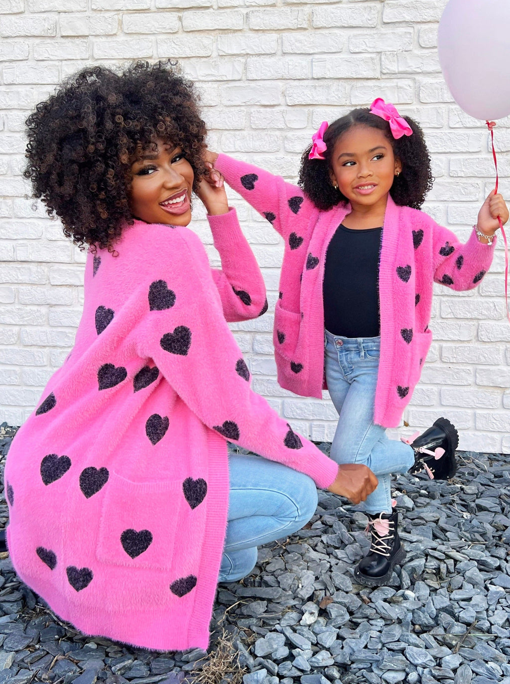Mia Belle Girls I Love You Lots Pink Oversized Heart Cardigan SpadezStore