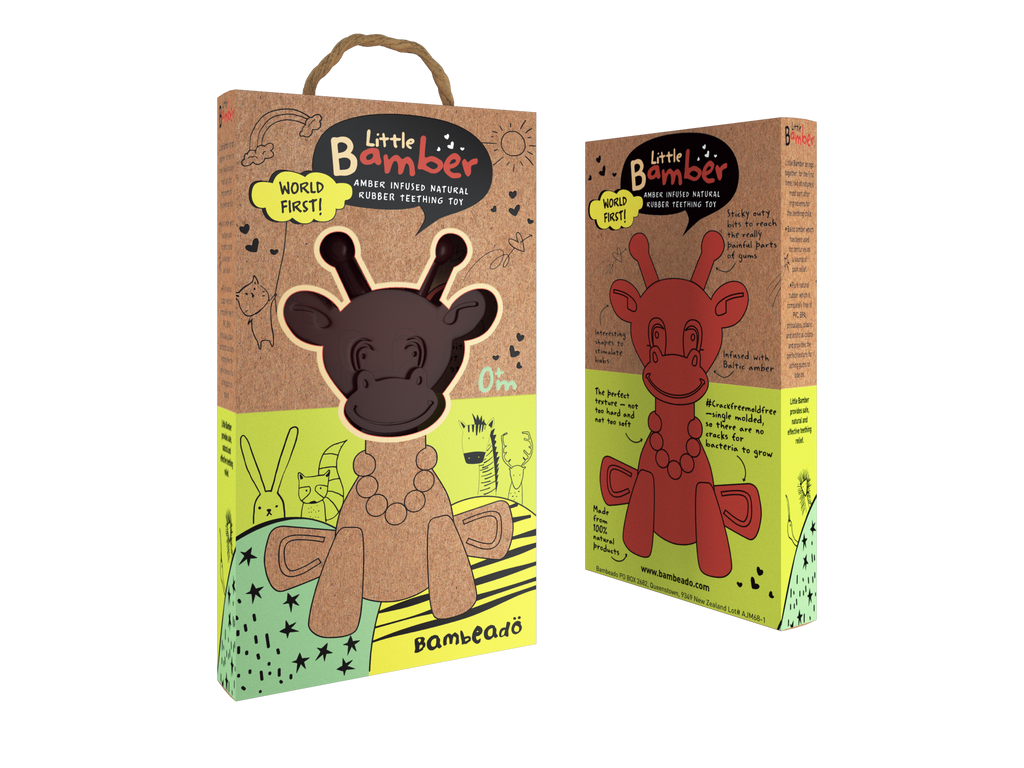 Bambeado The Little Bamber - Natural Rubber & Baltic Amber Teething Toy