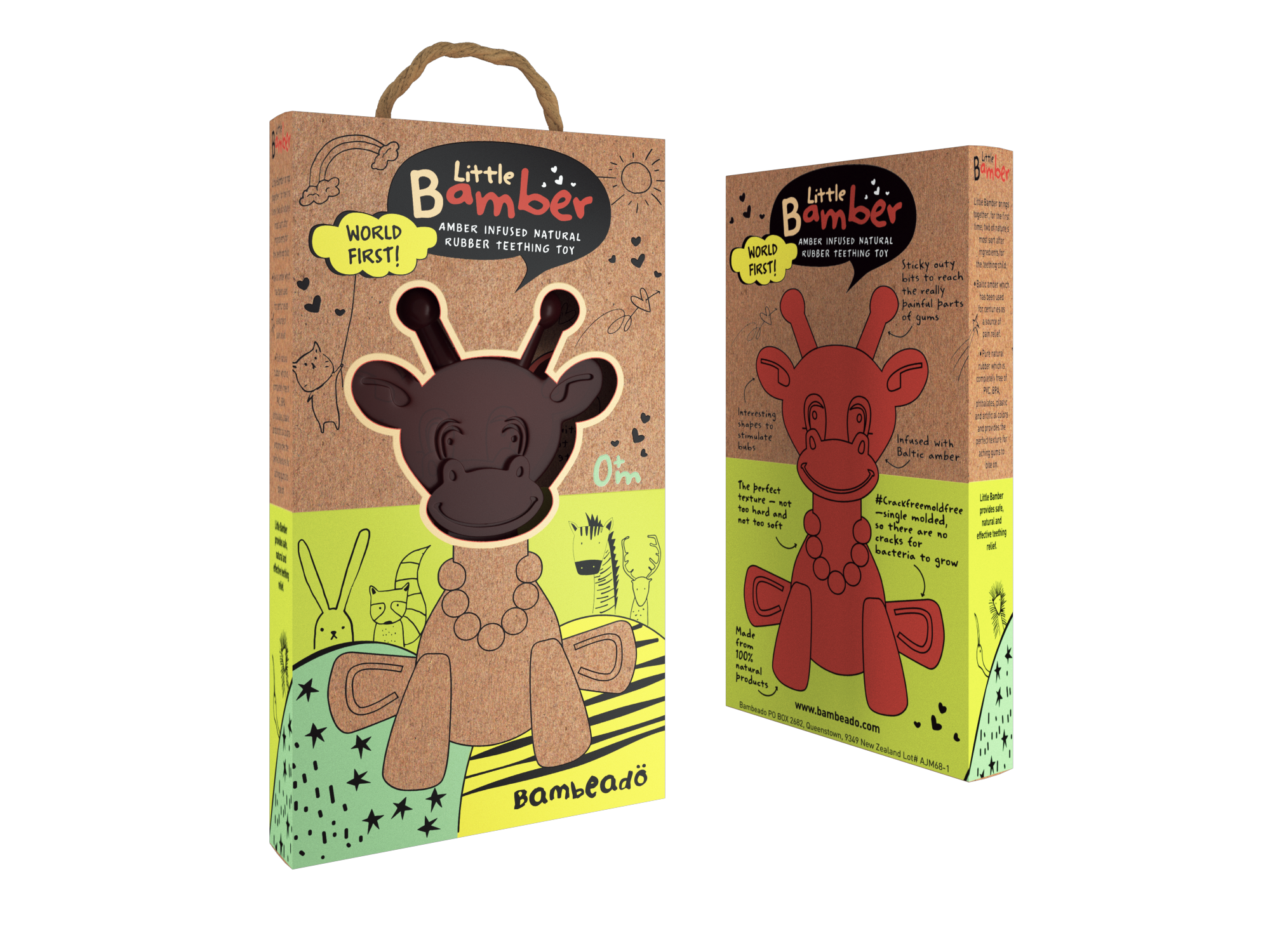 Bambeado The Little Bamber - Natural Rubber & Baltic Amber Teething Toy